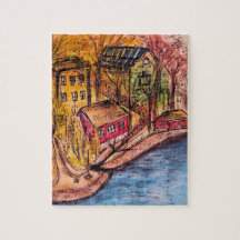 Autumn Riverside Puzzle - Cosy automne illustratio
