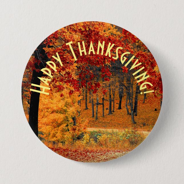 Autumn Road 3 Inch Round Button (Front)
