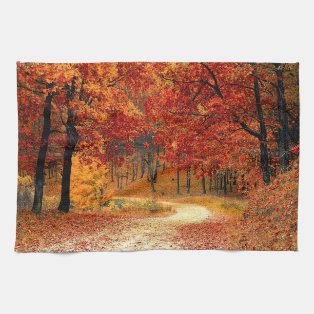 Autumn Road Kitchen Towel (Horizontal)