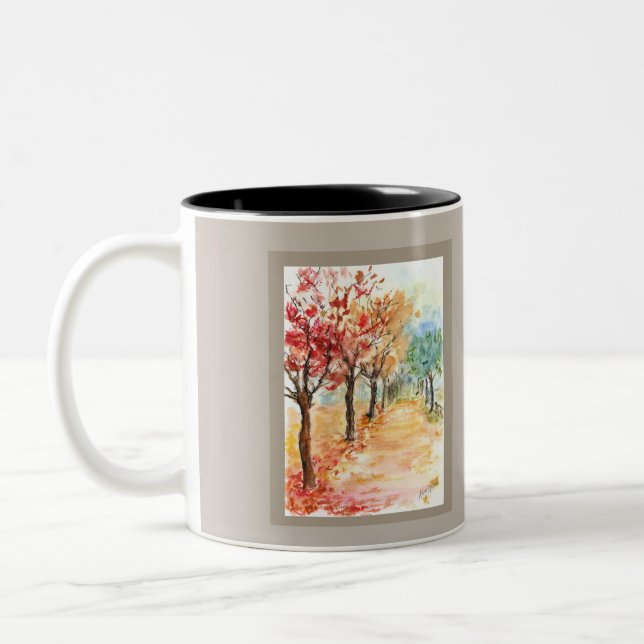 Autumn Road Two-Tone Coffee Mug (Left)