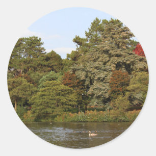 Autumn, Roath Park Lake, Cardiff Classic Round Sticker