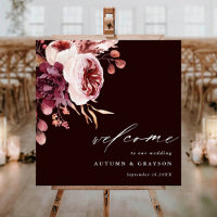 Autumn Romance Dark Burgundy Wedding Welcome