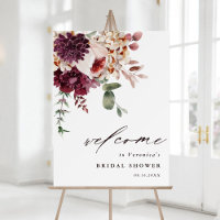 Autumn Romance Floral Bridal Shower Welcome Sign