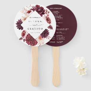 Autumn Romance Floral Wedding Ceremony Program Hand Fan