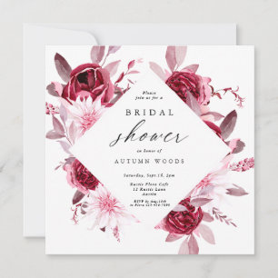 Autumn Romance Gold Frame Floral bridal shower Invitation