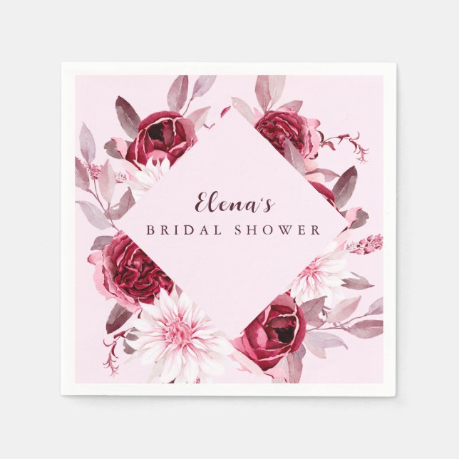 Autumn Romance Gold Frame Floral bridal shower Napkin (Front)