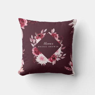 Autumn Romance Gold Frame Floral bridal shower Throw Pillow