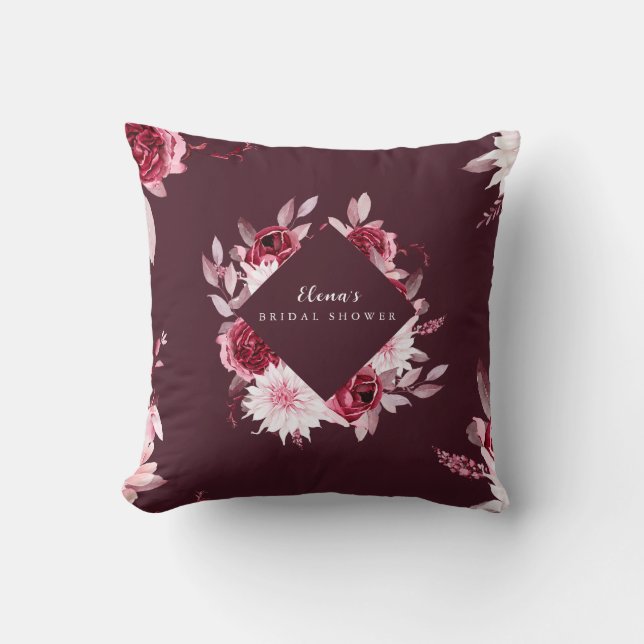 Autumn Romance Gold Frame Floral bridal shower Throw Pillow (Front)