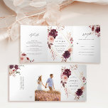 Autumn Romance Gold Geometric Frame Wedding Tri-Fold Invitation<br><div class="desc">This all in one tri-fold wedding invitation features painted watercolor fall (autumn) flowers with a faux gold diamond frame,  add wedding details,  rsvp,  and your photo. For more advanced customization of this design,  please click the BLUE DESIGN TOOL BUTTON. Matching items are also available.</div>