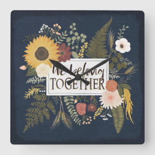 Autumn Romance IV   We Belong Together Square Wall Clock