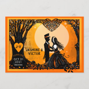 Autumn Romance Orange Wedding Invitation