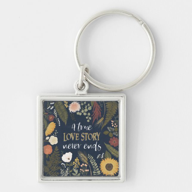 Autumn Romance V | A True Love Story Never Ends Keychain (Front)