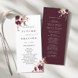 Autumn Romance Watercolor Floral Wedding  Program<br><div class="desc">This wedding ceremony program features watercolor flower bouquets of dahlias,  garden roses,  and peony in burgundy red,  maroon,  blush pink over fall leaves. For more advanced customization of this design,  please click the BLUE DESIGN TOOL BUTTON. Matching items are also available.</div>