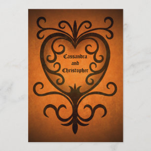 Autumn romantic wedding heart invitation