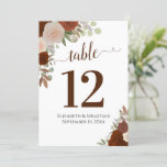 Autumn Roses Wedding Table Number Card Large<br><div class="desc">These beautiful wedding table number cards come in a slightly larger size than the standard ones. They feature an elegant autumn or fall boho chic design with hand painted watercolor roses in shades of rust orange, burnt umber, and coral peach. Perfect way to make your wedding reception beautiful and help...</div>