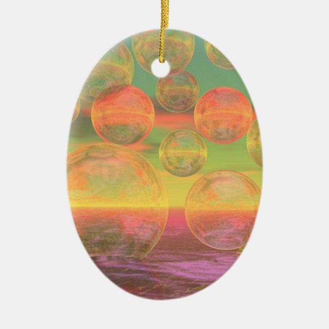 Autumn Ruminations – Gold & Rose Glory Ceramic Ornament (Front)