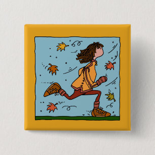 autumn runner (woman) 2 inch square button