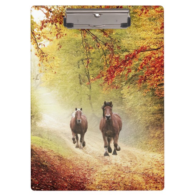Autumn Rush Running Horses Clipboard (Front)