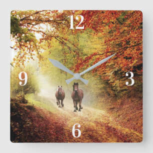 Autumn Rush Square Wall Clock