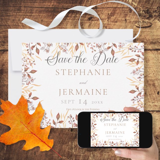 Autumn Rust & Brown Boho Modern Save the Date Card (Creator Uploaded)