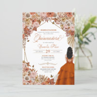 Autumn Rust Orange Leaves Quinceanera Invitation