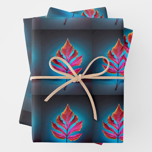 Autumn Rust – Rustic Red Leaf Wrapping Paper (In situ)