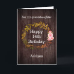 Autumn Rustic 14th Birthday Granddaughter Card<br><div class="desc">A beautiful Fall 14th birthday granddaughter card in warm Autumn colours. You can easily personalize with her age and name. The inside birthday message can also be personalized. The back also features the same beautiful laurel on front. You'll be able to personalize with the year.</div>