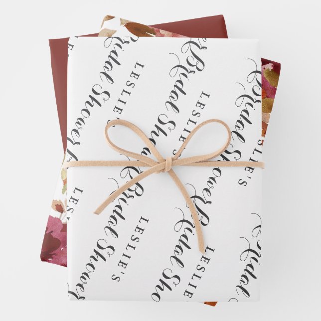 Autumn Rustic Brunch & Bubbly Bridal Shower Wrapping Paper Sheet (In situ)