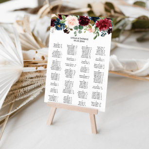 Autumn Rustic Burgundy Alphabetical Seating Chart