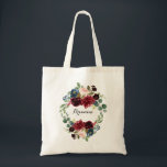 Autumn Rustic Burgundy Tote Bag<br><div class="desc">This autumn rustic burgundy tote bag is the perfect wedding gift to present your bridesmaids with for a simple wedding.The design features burgundy,  red,  navy,  blue and blush radiant and graceful hand-painted flowers,  inspiring natural beauty.</div>