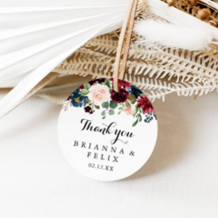 Autumn Rustic Calligraphy Thank You Wedding Favour Classic Round Sticker