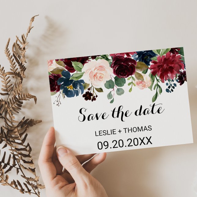 Autumn Rustic Dazzling Burgundy Save the Date Card (Creator Uploaded)