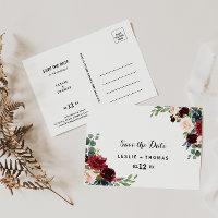 Autumn Rustic Dazzling Burgundy Save the Date