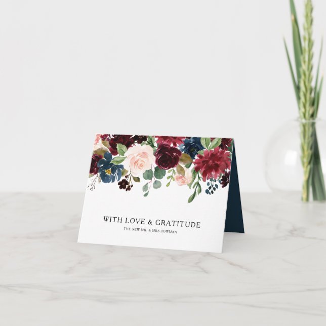 Autumn Rustic Dazzling Burgundy Thank You (Front)