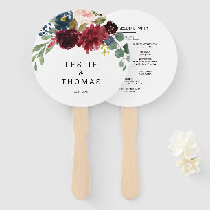 Autumn Rustic Dazzling Burgundy Wedding Hand Fan