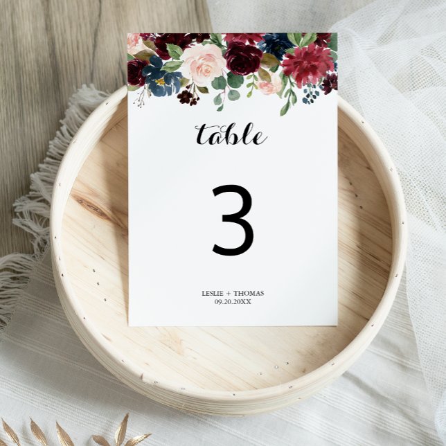 Autumn Rustic Dazzling Burgundy Wedding Table Number (Creator Uploaded)