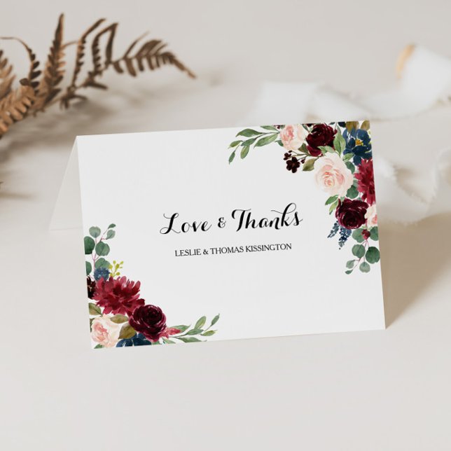 Autumn Rustic Dazzling Burgundy Wedding Thank You (Creator Uploaded)