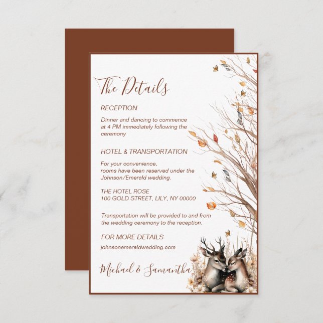 Autumn Rustic Deer Wedding Collection Enclosure Card (Front/Back)