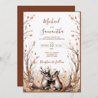 Autumn Rustic Deer Wedding Collection Invitation