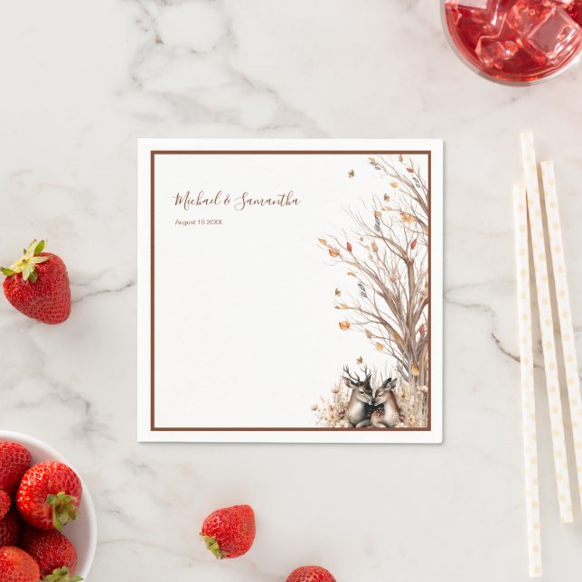 Autumn Rustic Deer Wedding Collection Napkin (Insitu)