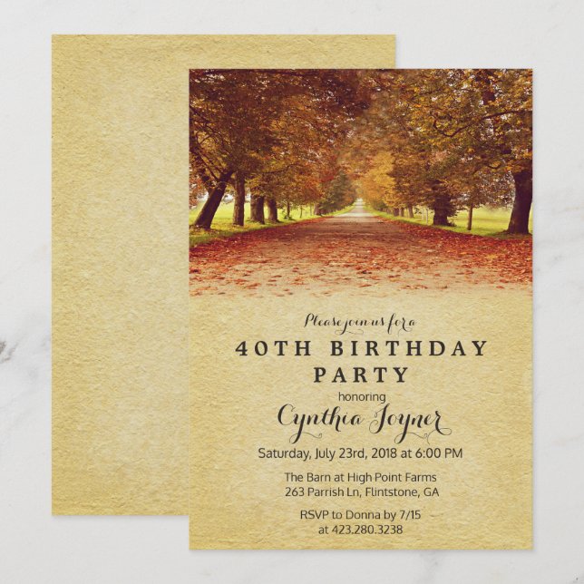 AUTUMN - Rustic Fall Autumn Birthday Invitation (Front/Back)