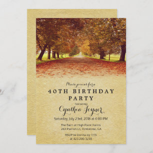 AUTUMN - Rustic Fall Autumn Birthday Invitation
