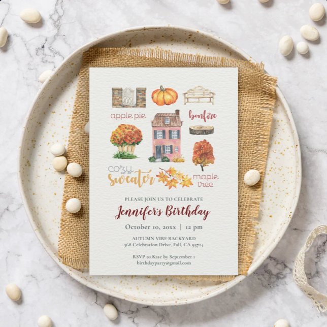 Autumn Rustic Fall Favourite Things Birthday Party Invitation (Creator Uploaded)