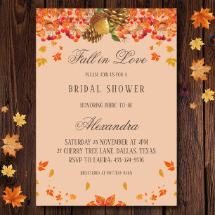 Autumn Rustic Fall in Love Bridal Shower  Invitation