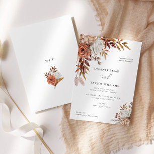 Autumn Rustic Floral Corners Wedding Invitation
