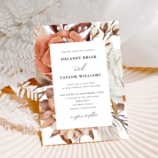 Autumn Rustic Floral, Framed Wedding Invitation (A beautiful design for your Fall Wedding!)