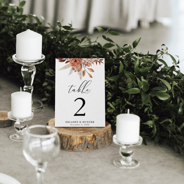 Autumn Rustic Floral Personalized  Table Number (Creator Uploaded)