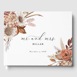 Autumn Rustic Floral Personalized Wedding Guest Book