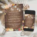 Autumn Rustic Floral Pumpkin String Lights Wedding Invitation<br><div class="desc">Invite your loved ones over for a cozy fall gathering with this Autumn Rustic Floral Pumpkin String Lights Invitation. The rustic design featuring pumpkins, flowers, and string lights creates a warm and welcoming atmosphere, while the customizable text allows you to add your own personal touch. Use the digital download option...</div>