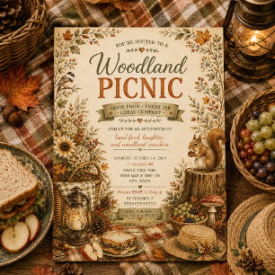 Autumn Rustic Harvest Woodland Picnic Invitation